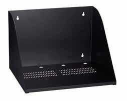 Includes a 3/4 lip to keep equipment from sliding off. Four screw slots enable easy and secure mounting to wall studs. 66 lb. (30 kg) capacity. Measures 10 H x 20 W x 12.5 D (25.4 x 50.8 x 31.7 cm).