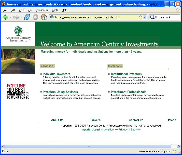 JSP/Servlets: Financial Services American Century Vanguard Fidelity NY Stock Exchange First USA