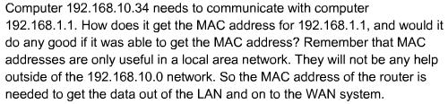 7 Address Resolution Protocol (ARP) pag. 103 With TCP/IP networking, a data packet must contain both a destination MAC address and a destination IP address.