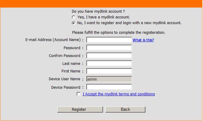 Section 3 - Configuration If you have not registered a mydlink account, please click