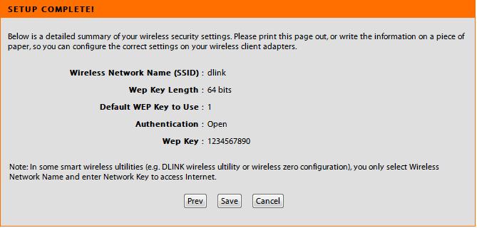 Section 3 - Configuration If you selected Automatically assign a network key, the summary