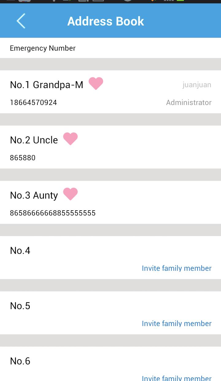 Member mangement Touch Family numbers to open the member list.