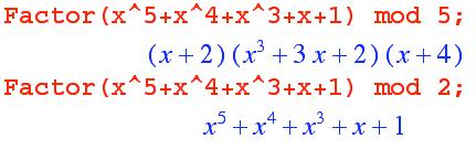 Irreducible Polynomials A polynomial is irreducible in GF(p) if it does not factor over GF(p).