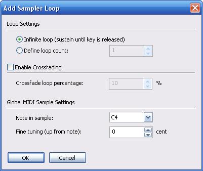 Basic Audio Editing 2.12 11 Adding Loops for MIDI Samplers Audio files in the WAVE format can contain specialized loop information for MIDI Samplers and software samplers.