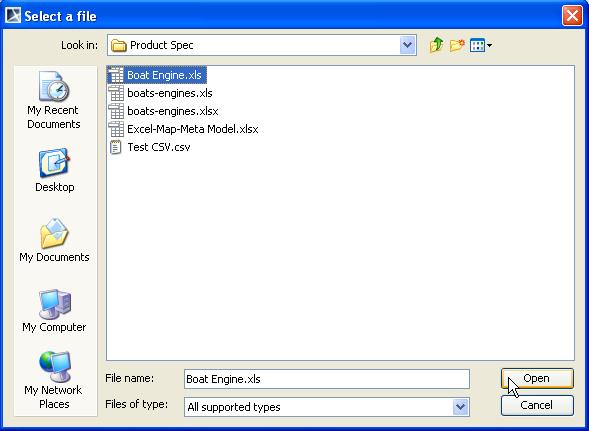 Figure 22 -- The Select a File Option Page 3. Click Browse to find an Excel or CSV file that you want to import.