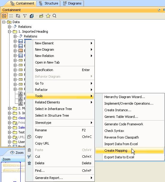 Figure 49 -- The Create Mapping Context Menu in the