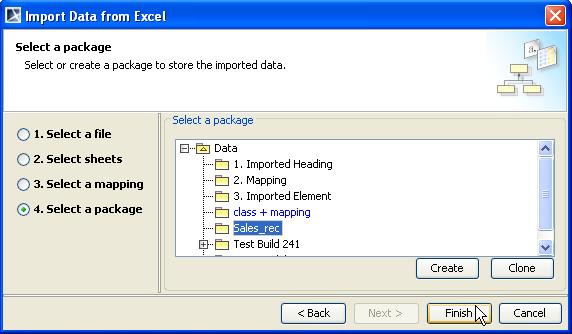 Figure 67 -- Selecting a Class Mapping Option Page 7. Select a class mapping to which you want to import the elements. 8.