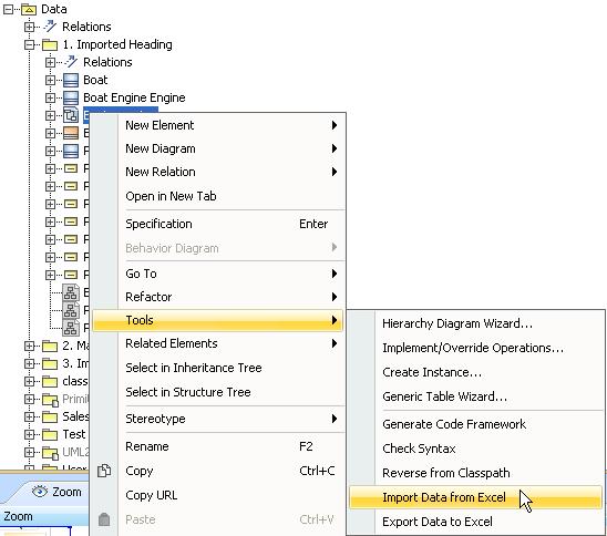 To import data according to a class mapping through the context menu: 1. Right-click a class mapping in the Containment tree (Figure 69).