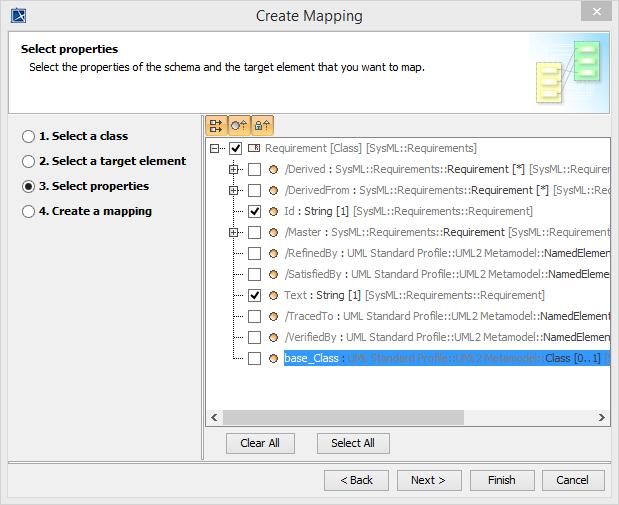 Figure 82 -- Create Mapping wizard - step three: Select properties 5.