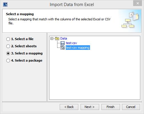 Import Data from Excel wizard - step three -