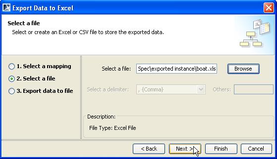Figure 95 -- Selecting a File to which Elements will be Exported 4.