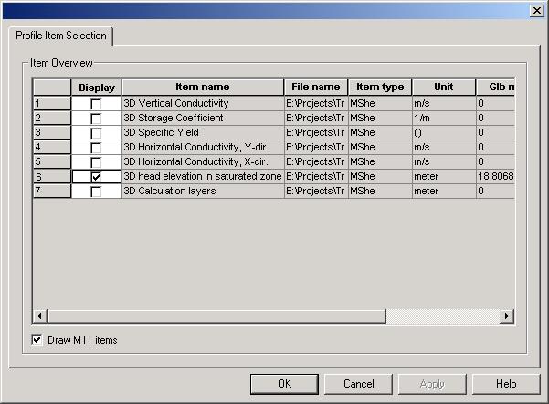 simulate output item displayed Click in the area of interest to select the points along the profile line.