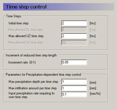 dialog: Specify Initial time step = 2 hrs Specify Max.