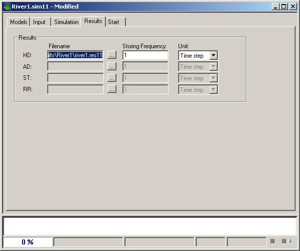 MIKE SHE Basic Exercises - CHANNEL FLOW EXERCISE (MIKE 11) 88 5.1.4 Simulation Parameters Results Specify a result filename of your choice with the suffix.res11. For example,.