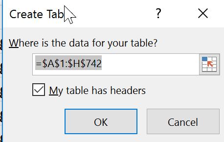 Creating a Table There are two ways to create a table. You can either insert a table directly in the default table style or you can convert an existing range into a table.