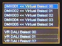 7.3. DMX <<< DALI ( DALI to DMX) Patching This option allows to enter the converted brightness value of the virtual ballast onto a given DMX channel.