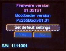 7.8. Firmware version This option allows you to check the firmware and bootloader version and serial number. Additionally, you can restore the default settings.