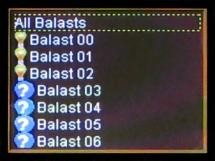 7.1.1. Ballasts settings The Ballast settings menu is the first available option. It allows you to change all of the major features for available ballasts.