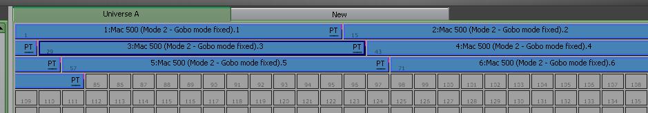 Patching Fixtures Page 92 Clarity 11.15.1 Editing a Fixtures Address Selected fixtures have a black border. Selected fixtures can be dragged and dropped onto any DMX slot or universe.
