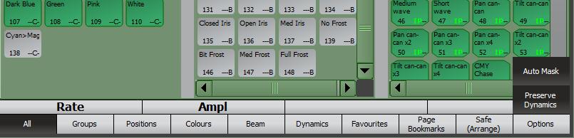 Palettes Page 136 Clarity For example, you position some fixtures to the right then apply a circle dynamic preset.