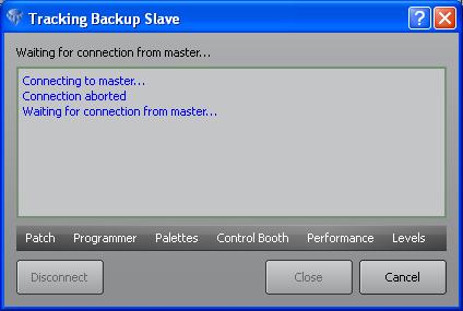 The slave operates on the same show file name as the master, but with _tb (tracking backup) appended to the name.