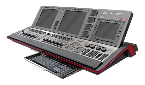 LX900 Page 40 Clarity 7 LX900 Console 7.1 OVERVIEW LX900 The LX900 has the following features: Pivoting monitor panel. One 10.4 inch encoder wheel touch screen. Two 17 touch screens.