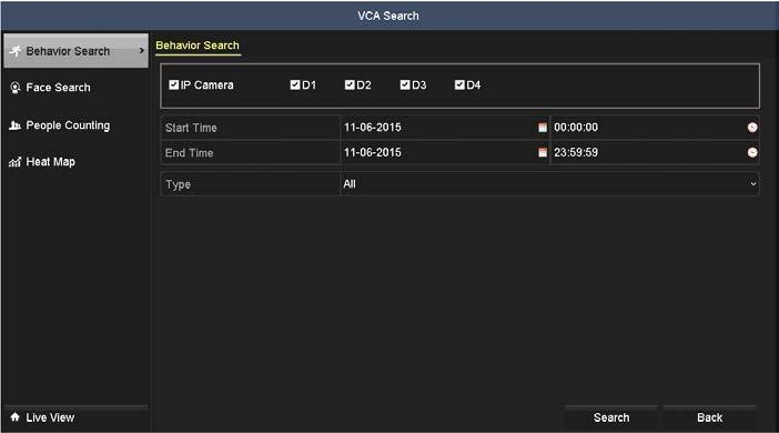 16 VCA Search features VCA Search features are used to quickly analyze data generated from VCA analysis of video images.