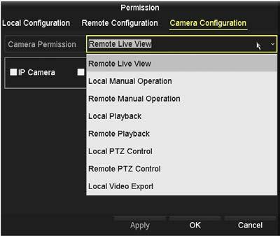 SECTION 8: MANAGING USER ACCOUNTS Camera Configuration Remote Live View: Remotely viewing live video of the selected camera(s).