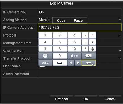 The Edit IP Camera menu will open.