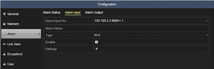 SECTION 2: INITIAL SETUP OF AN NVR 3. Select the response options you want to use. 4. Click Apply to save your settings. 5. Repeat these steps for other Exception Types you want to configure. 2.7 Setting sensor alarms Use this subsection to configure how the NVR reacts to sensor alarms wired to the camera alarm in/out terminations.