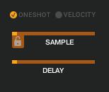 SOURCE - SECTION Sample Volume Pitch Knob Sample selector: Use left and right arrows and drop down menus to select the desired surface and shoe.
