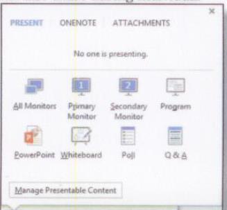 3. Click OK. Presenting Content through Lync Meetings One of the most powerful features in Lync is the ability to directly present content to your contacts.