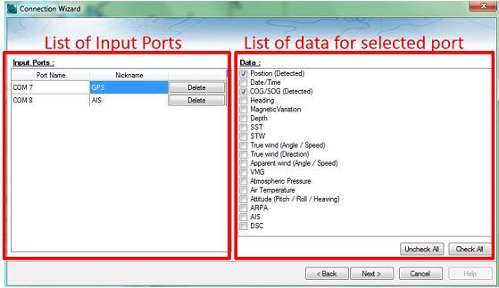 Installation On the right, every data type detected is automatically checked. Note that you can uncheck data type on specific port(s) if you don't want to use them.
