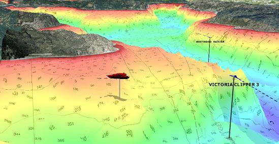 ..) at their proper location relative to the bottom location: For that reason, the Bathymetry can be turned ON or OFF.