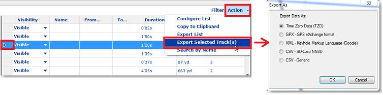 TimeZero Navigator 3.2 Note: If you want to export one or multiple track to exchange them with another TimeZero user, it is recommended to use the "TimeZero Data (TZD)" format.