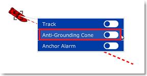 Ship & Track Anti-Grounding Cone The anti-grounding cone enables TimeZero Navigator to scan for dangerous objects and depth in front of your boat and warn you in case of possible collision or