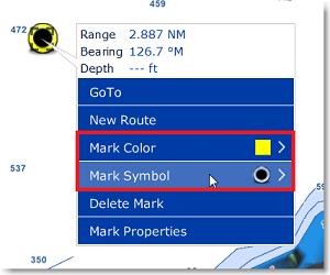 Marks and Objects Changing Marks Icon and Color Click on a mark and select the corresponding option from the Tooltip to either change the mark color or icon: Double click on a mark (or right click