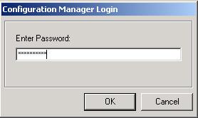 In the Configuration Manager Login dialogue box, enter the