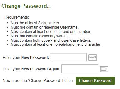 Select the Change Password button to proceed. Once you successfully login, you will be directed to the SFTP account Home page.
