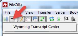 Select the OK button to save the new configuration Login via FileZilla 1. Select the dropdown arrow attached to the Site Manager icon 2.