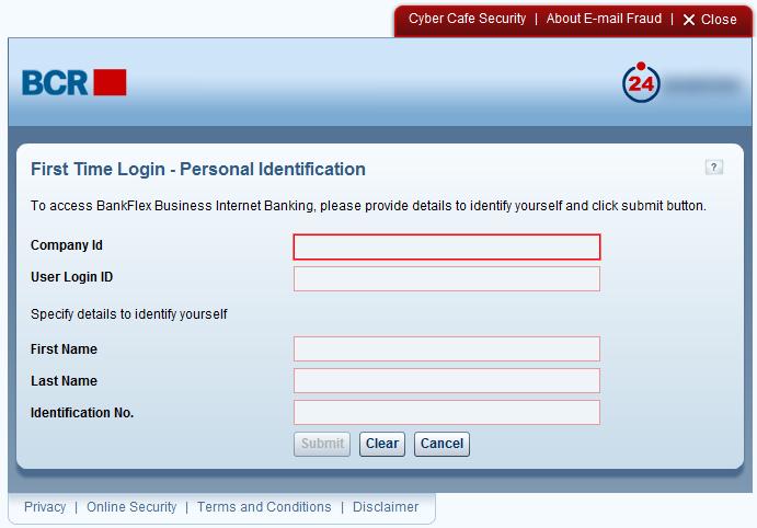 4.3.2 FTL for the user with Digital Signature Security For doing the first time login for the user with Digital Signature Security, Click the click here hyperlink in the text "If you are a first time