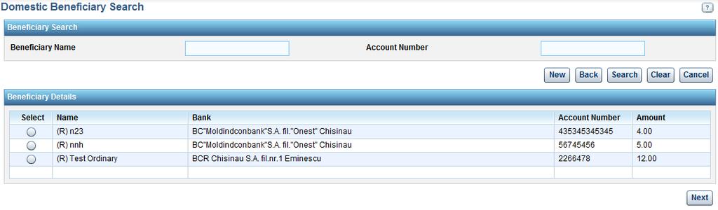 x. User can select the one beneficiary and click next button.