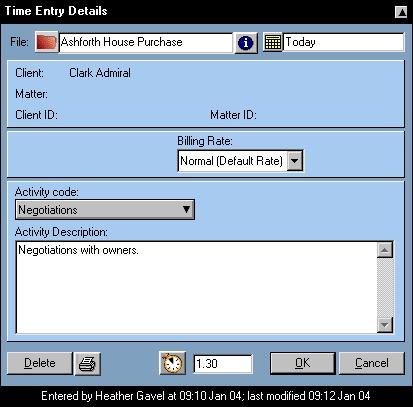 4 The Time Entry appears in the Time Sheets module, Unposted tab. Click the Post button to post the Time Entry to PCLaw.