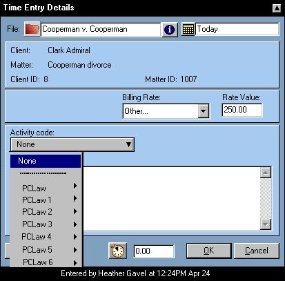 When you fill in the details of a Time Entry, the File for which the Time Entry is being posted must correspond to a valid Matter number in PCLaw.