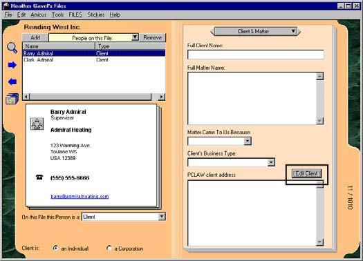 2 From the PCLaw Client Information dialog, click the Select from List button.