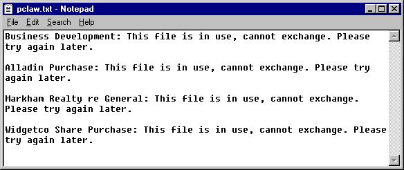 Files in Use During an Exchange of information, a window may appear stating that Files are currently in use.