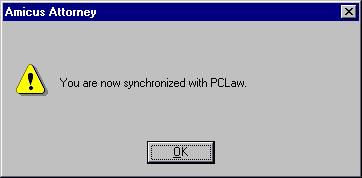 Should the above PCLaw dialog appear, enter the last name and click OK. The Exchange will continue.