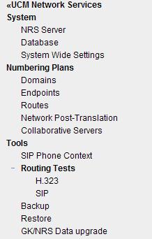 Configure and Manage the Network Routing Service Figure 39: NRS Manager Navigator Navigation of NRS Manager web pages There are three navigation areas in NRS Manager web pages: 1.