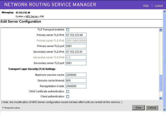 Configuring the Primary and Secondary NRS Server Settings i. Select the TLS transmission enabled check box. ii. Enter the Primary server TLS IPv4 address. iii. Enter the Primary server TLS port.