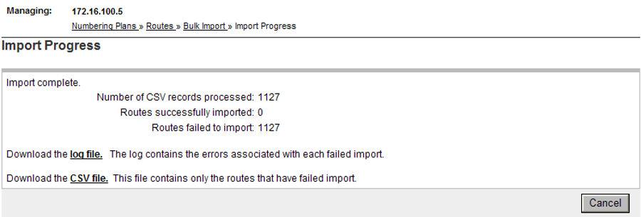 Managing bulk import of routing entries on the editors that can be used to edit the import CSV file.